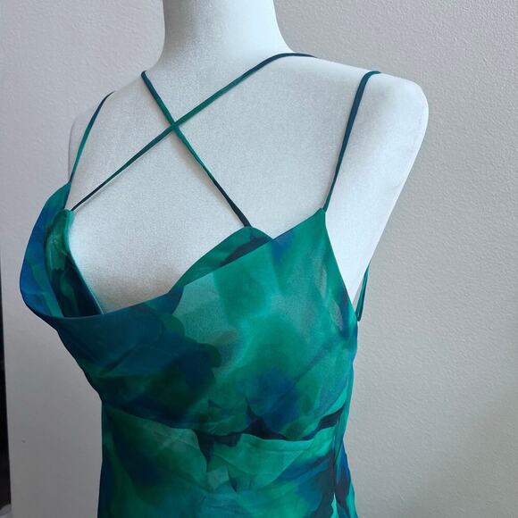 NEW RunAWay Label Calista Slip Midi Low Back Green Dress Women's Size Large - Picture 6 of 10